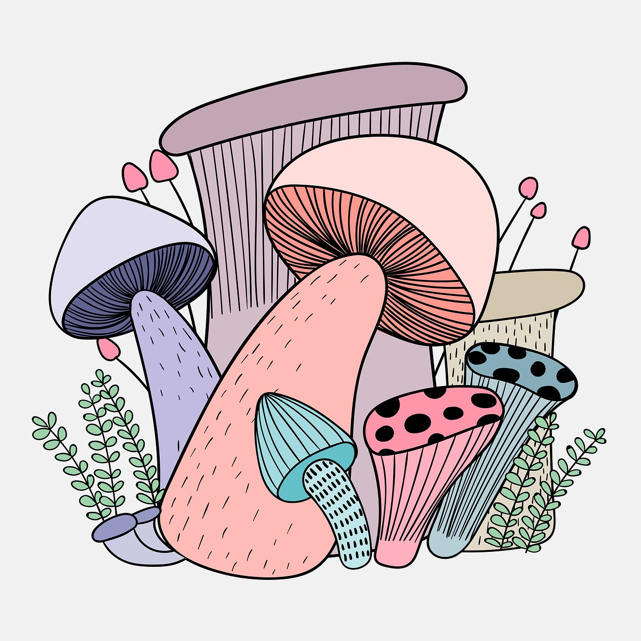 mushroom line art